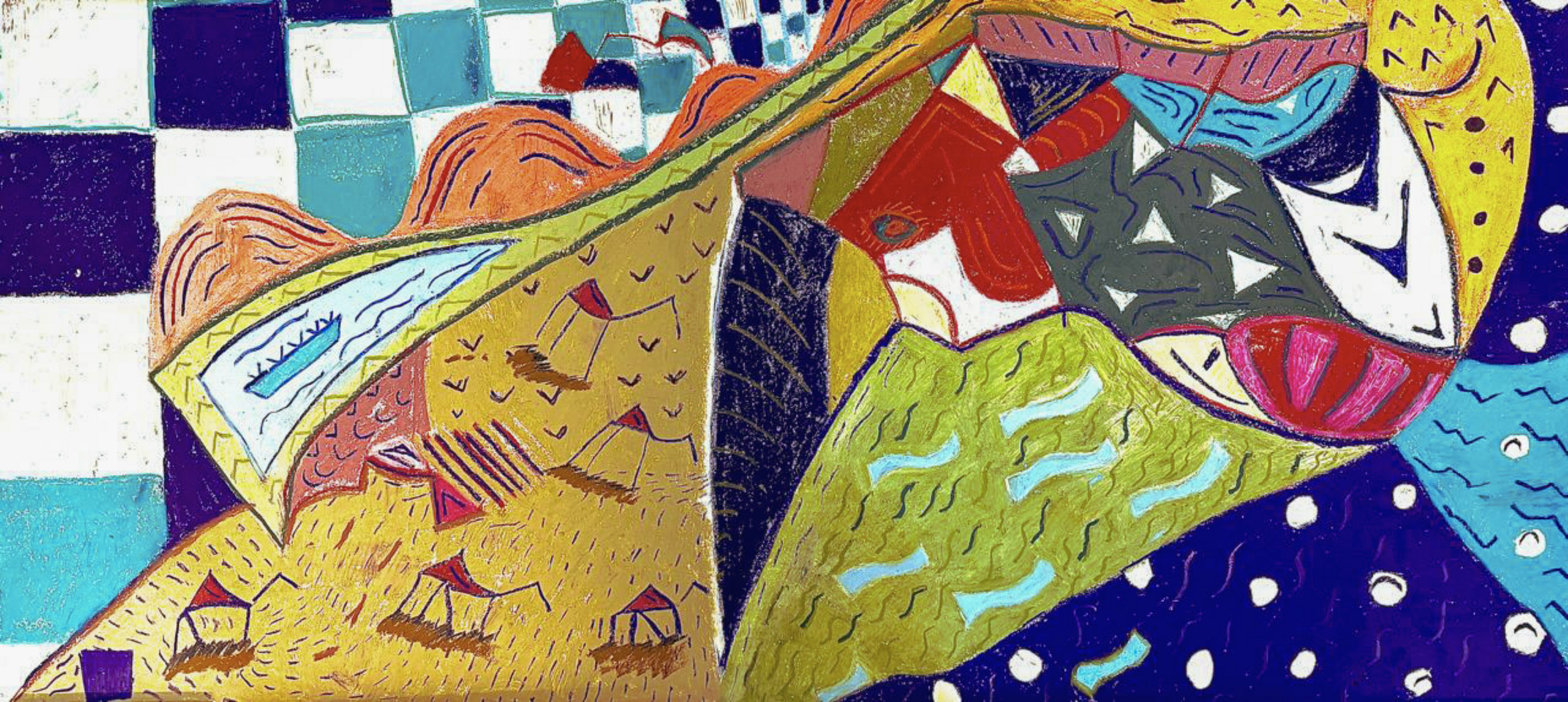 Desert Abstract Landscape, soft pastel on paper, 5 × 2.5 ft, 2026, by Tushaar A M